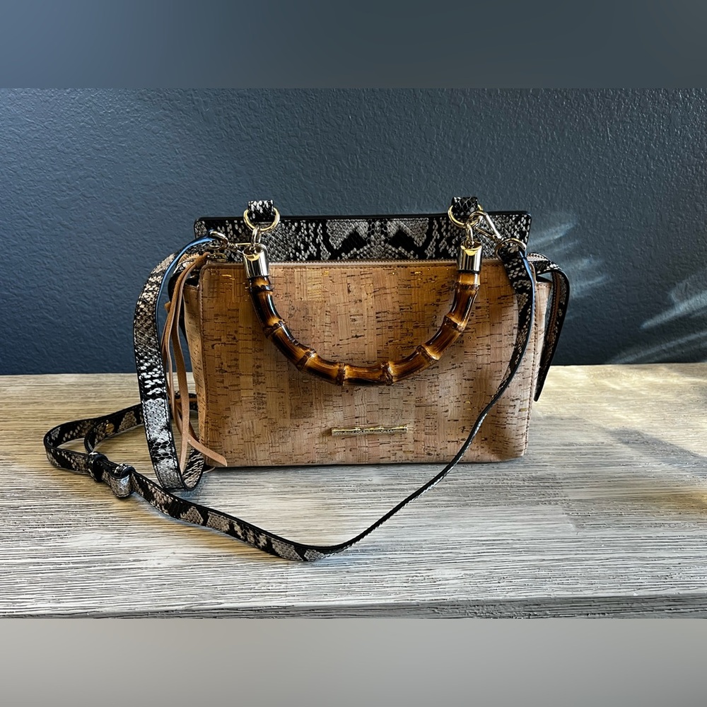 EXCELLENT CONDITION!!! Elaine Turner Snakeskin, Cork & Bamboo Shoulder Bag